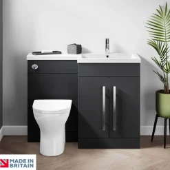 Harbour Icon 1100mm Left Hand Combination Bathroom Toilet & Sink Unit - Graphite Grey