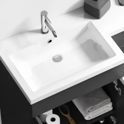 Harbour Icon 1100mm Left Hand Combination Bathroom Toilet & Sink Unit - Graphite Grey