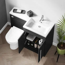 Harbour Icon 1100mm Left Hand Combination Bathroom Toilet & Sink Unit - Graphite Grey