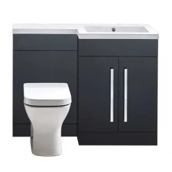 Harbour Icon 1100mm Left Hand Combination Bathroom Toilet & Sink Unit - Graphite Grey