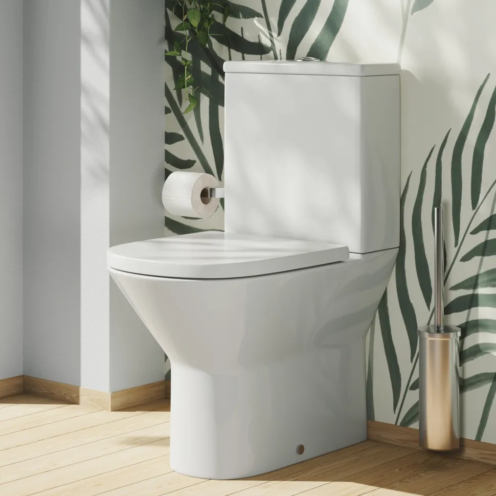 Harbour Identity Close Coupled Rimless Back to Wall Toilet & Soft Close Seat