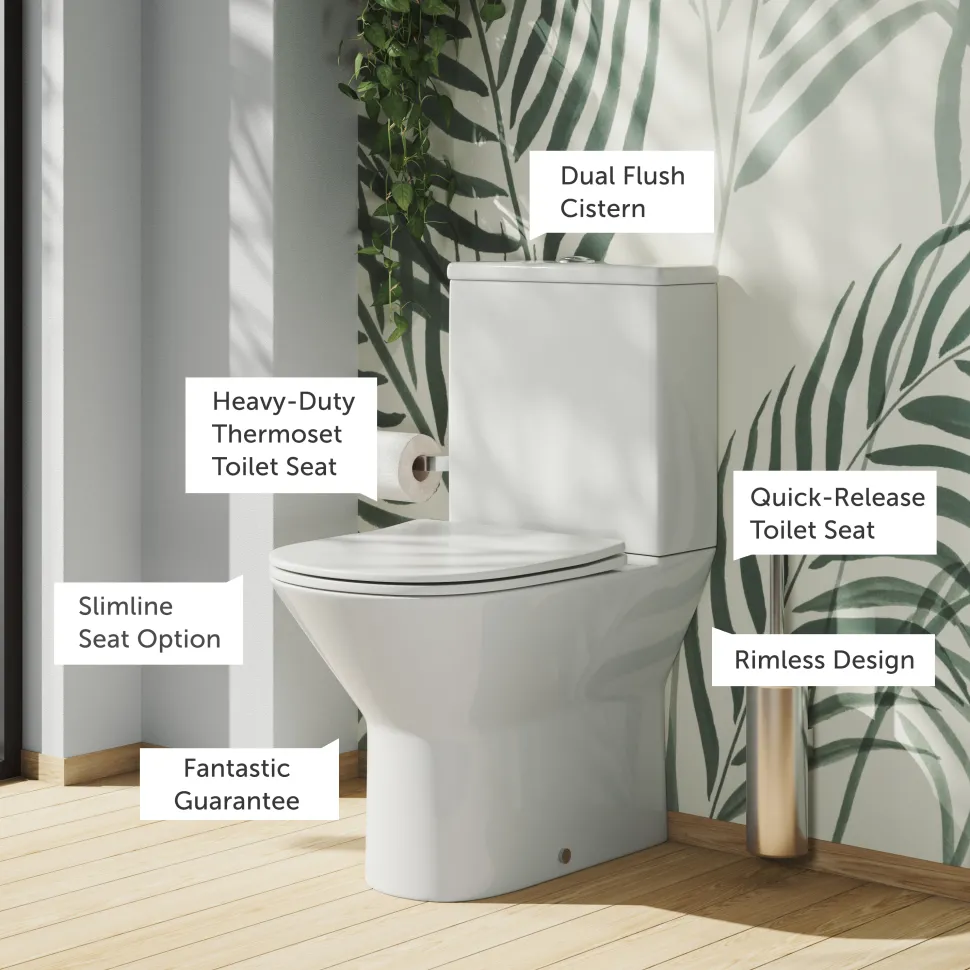 Harbour Identity Close Coupled Rimless Back to Wall Toilet & Soft Close Seat