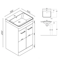 Harbour Identity 500mm Floorstanding Vanity Unit & Basin