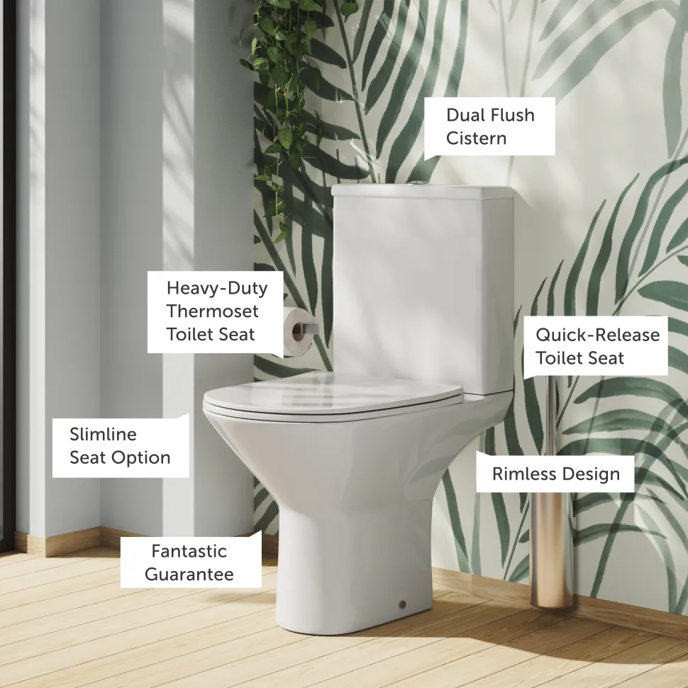 Harbour Identity Rimless Close Coupled Toilet & Soft Close Seat