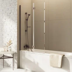 Harbour i8 Easy Clean 8mm Inward Hinged Bath Screen with Fixed Inline Panel - 1500 x 900mm