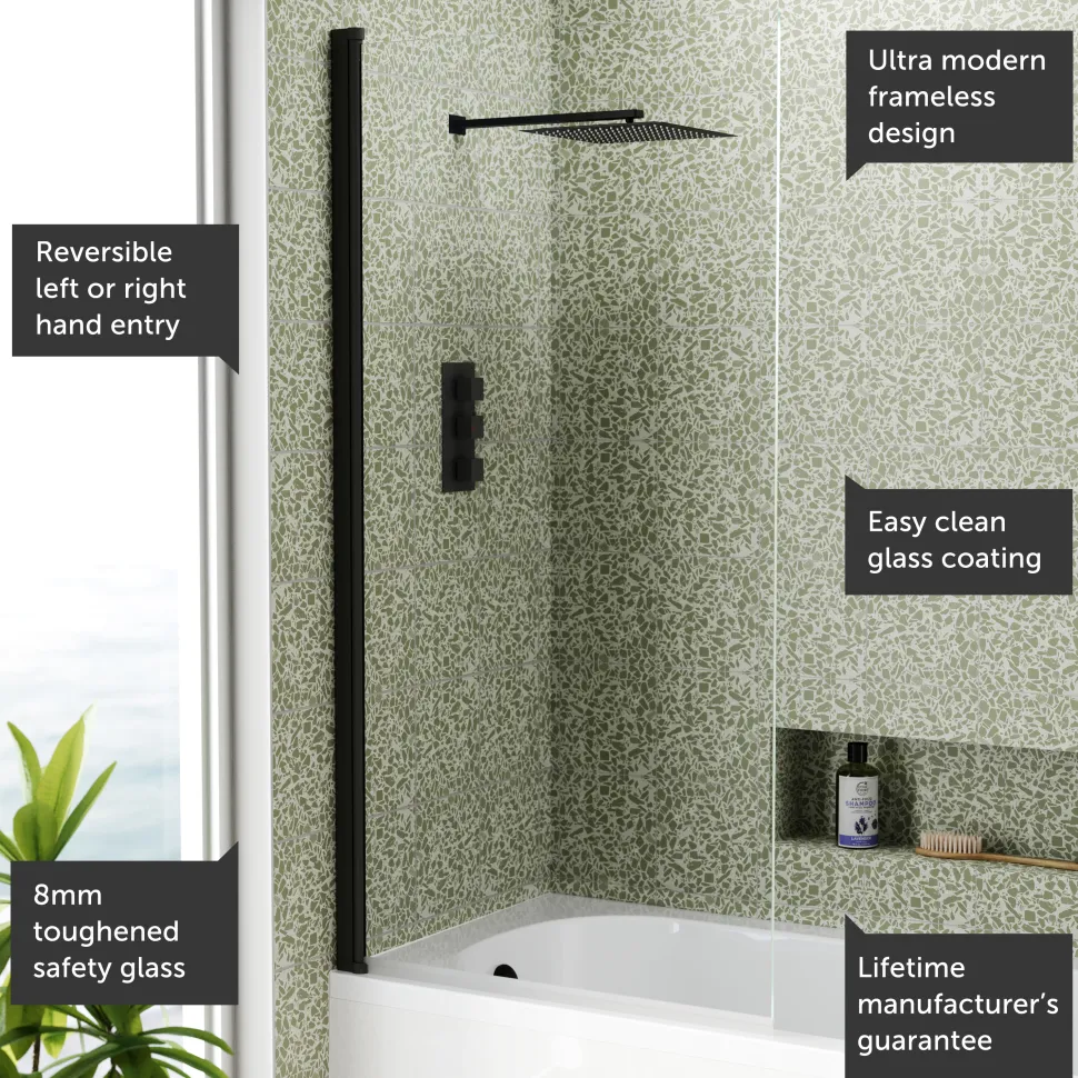 Harbour i8 Easy Clean 8mm Single Panel Bath Screen - 1500 x 800mm
