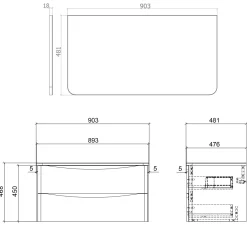 Harbour Origin 900mm Wall Mounted Vanity Unit & Countertop
