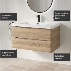 Harbour Origin 900mm Wall Mounted Vanity Unit & Basin