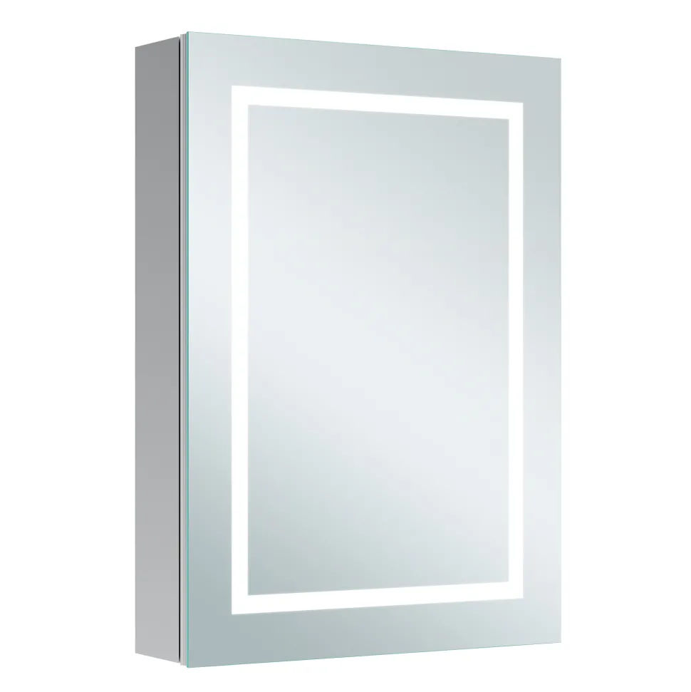 Harbour Outline Single Door LED Mirrored Cabinet with Demister Pad & Shaver Socket - 500 x 700mm