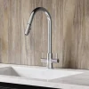 Harbour Pro Twin Lever Mono Pull Out Spray Kitchen Mixer Tap - Polished Chrome