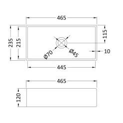 Harbour Rectangular Matt Finish Countertop Basin - 465 x 235mm