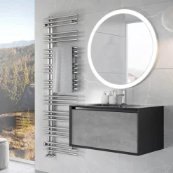Harbour Scene 750mm Wall Mounted Vanity Unit & Basin - Black/Concrete