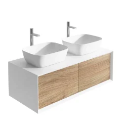 Harbour Scene 1200mm Wall Mounted Countertop Vanity Unit - White/Oak