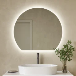Harbour Segment LED Illuminated Mirror with Demister Pad & Colour Change Lights - 800 x 700mm
