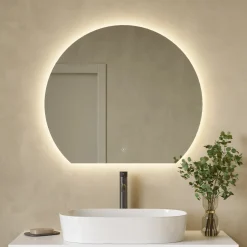 Harbour Segment LED Illuminated Mirror with Demister Pad & Colour Change Lights - 800 x 700mm