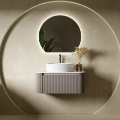 Harbour Segment LED Illuminated Mirror with Demister Pad & Colour Change Lights - 800 x 700mm