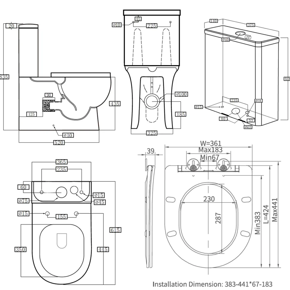 Harbour Serenity Rimless Back To Wall Close Coupled Toilet with Soft Close Seat