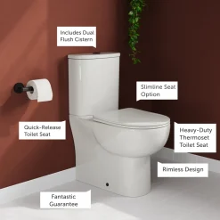 Harbour Serenity Rimless Back To Wall Close Coupled Toilet with Soft Close Seat