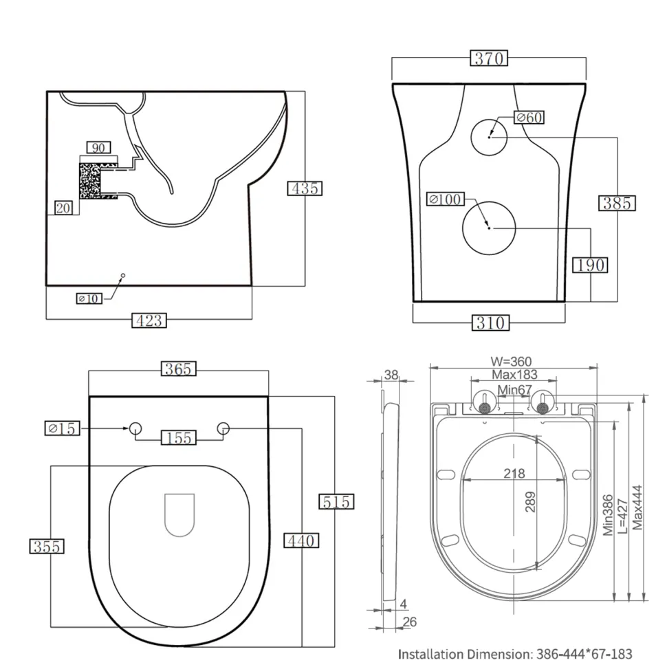 Harbour Serenity Rimless Back to Wall Toilet with Soft Close Seat