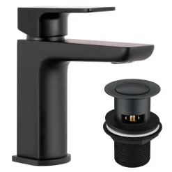 Harbour Status Basin Mixer Tap & Waste - Matt Black