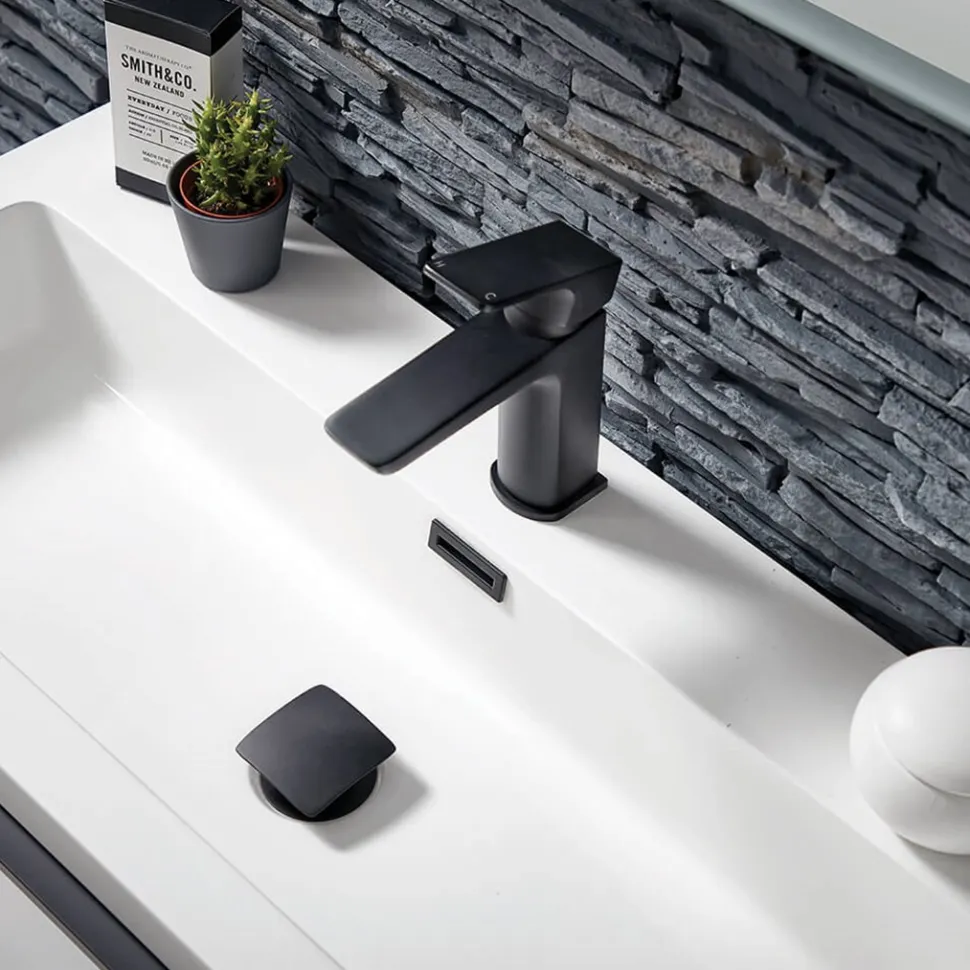 Harbour Status Basin Mixer Tap & Waste - Matt Black