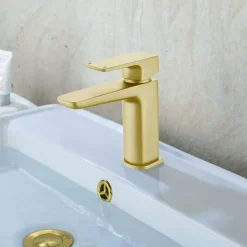 Harbour Status Basin Mixer Tap with Slotted Basin Waste - Brushed Brass