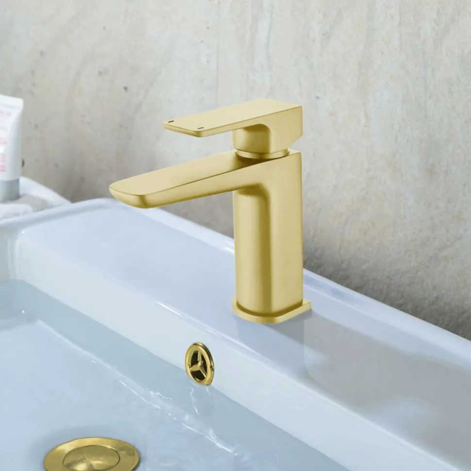 Harbour Status Basin Mixer Tap with Slotted Basin Waste - Brushed Brass