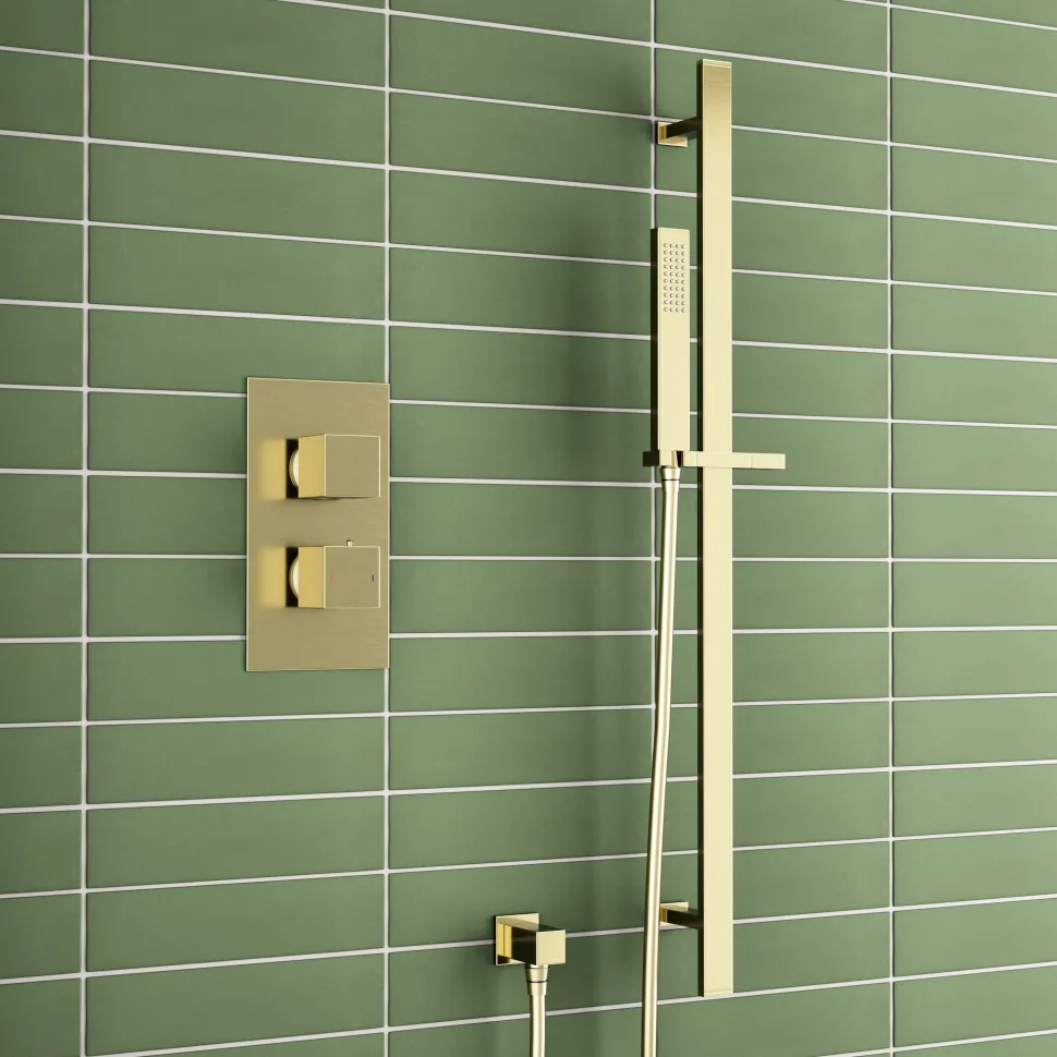 Harbour Status Brushed Brass Concealed Shower Valve & Slide Rail Shower Kit