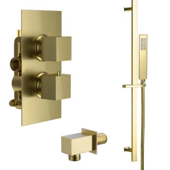 Harbour Status Brushed Brass Concealed Shower Valve & Slide Rail Shower Kit