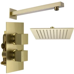 Harbour Status Brushed Brass Concealed Shower Valve, Fixed Shower Arm & Head