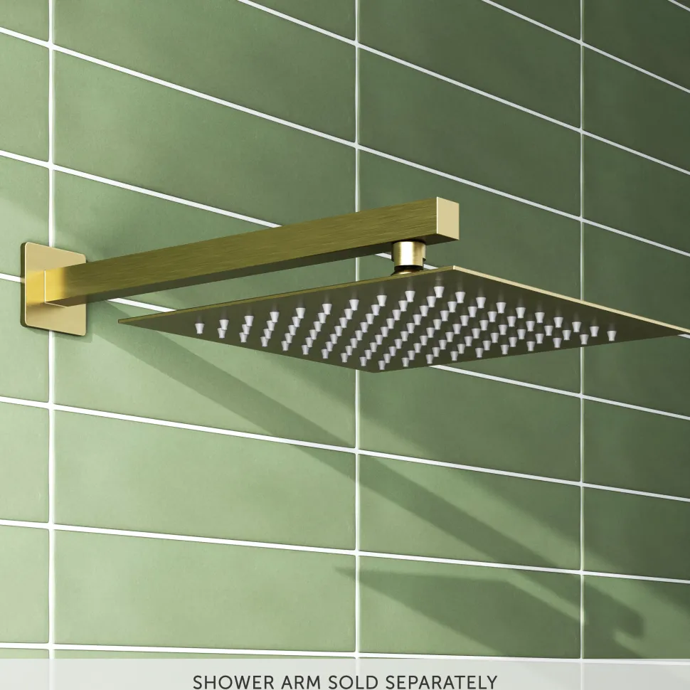 Harbour Status Brushed Brass Ultra Slim Square Shower Head - 250mm