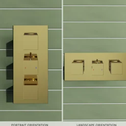 Harbour Status Brushed Brass 2 Outlet Thermostatic Concealed Shower Valve (Three Handle)