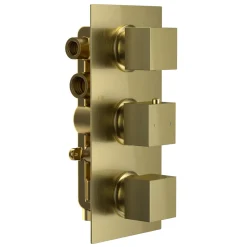 Harbour Status Brushed Brass 3 Outlet Thermostatic Concealed Shower Valve