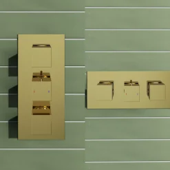 Harbour Status Brushed Brass 3 Outlet Thermostatic Concealed Shower Valve