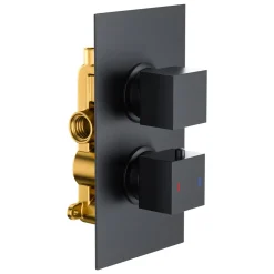 Harbour Status Concealed Shower Valve & Wall Mounted Fixed Shower Head - Matt Black