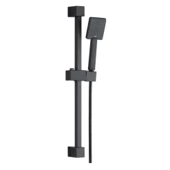 Harbour Status Concealed Shower Valve, Fixed Ceiling Mounted Head & Slide Rail Kit - Matt Black
