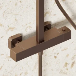 Harbour Status Cool Touch Square Thermostatic Rigid Riser Shower Kit