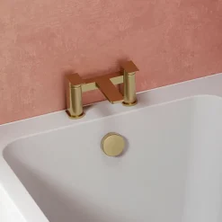 Harbour Status Deck Mounted Bath Mixer Tap - Brushed Brass