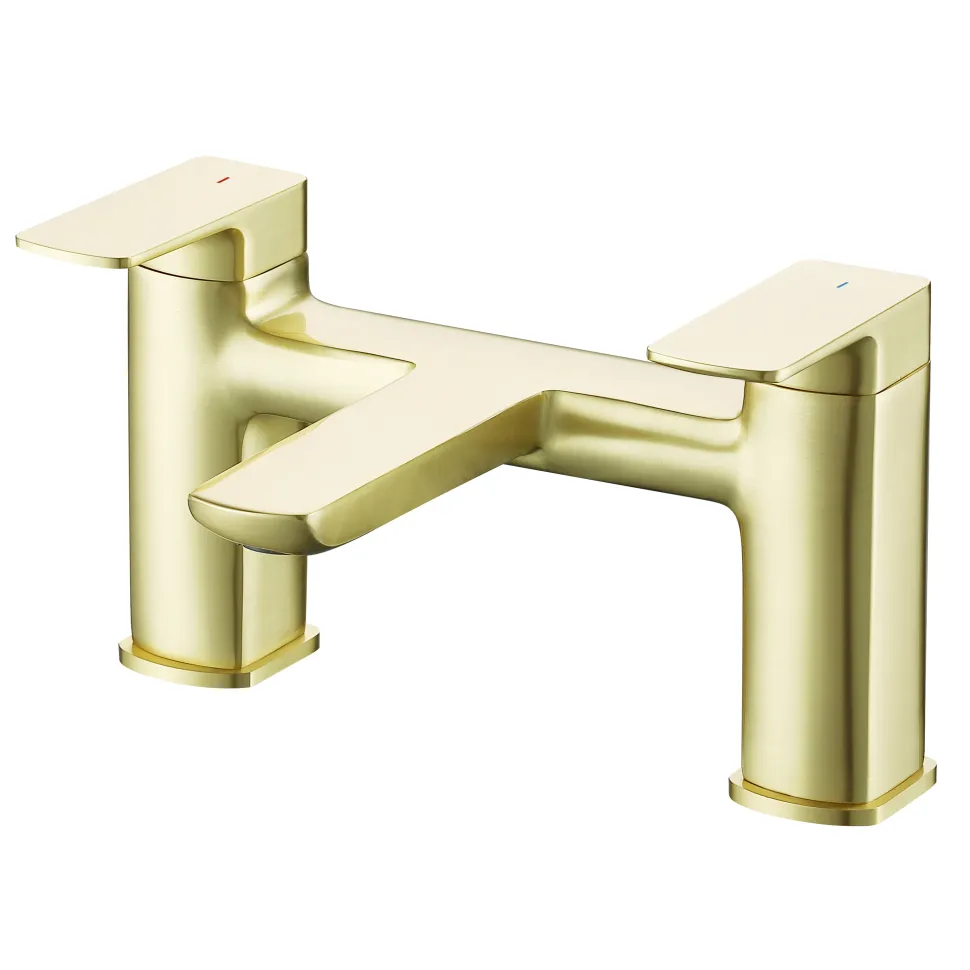 Harbour Status Deck Mounted Bath Mixer Tap - Brushed Brass