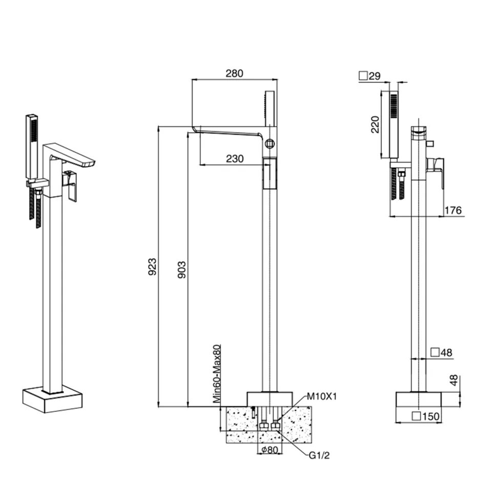Harbour Status Freestanding Bath Shower Mixer Tap