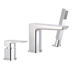 Harbour Status 3 Hole Bath Mixer with Pull Out Handset - Chrome