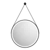 Harbour Status LED Illuminated Black Frame Round Mirror with Demister Pad, Colour Change LEDs & Strap - 600mm