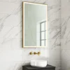 Harbour Status LED Illuminated Brushed Brass Framed Mirror with Demister Pad, Bluetooth & Colour Change LEDs - 600 x 1000mm