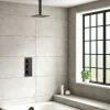 Harbour Status Matt Black Concealed Shower Valve, Fixed Ceiling Mounted Head & Overflow Bath Filler