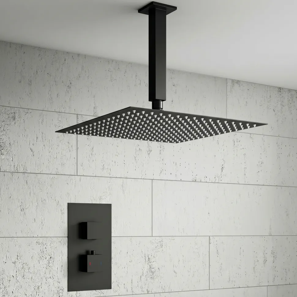 Harbour Status Matt Black Concealed Shower Valve & Shower Head