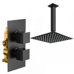 Harbour Status Matt Black Concealed Shower Valve & Shower Head