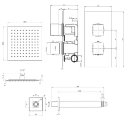 Harbour Status Matt Black Concealed Shower Valve & Shower Head