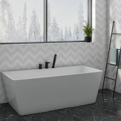Harbour Status Matt Black 3 Hole Bath Mixer with Pull Out Handset