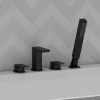 Harbour Status Matt Black 4 Hole Bath Mixer with Pull Out Handset