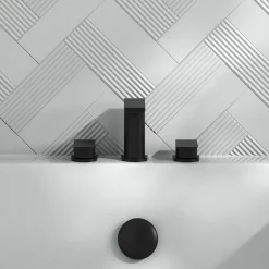 Harbour Status Matt Black 3 Hole Bath Mixer Tap